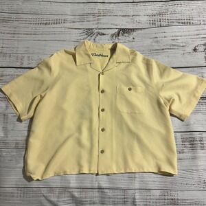 Caribbean Cream Embroidered Parrot Cruise Short Sleeve Shirt Men's L (Short)